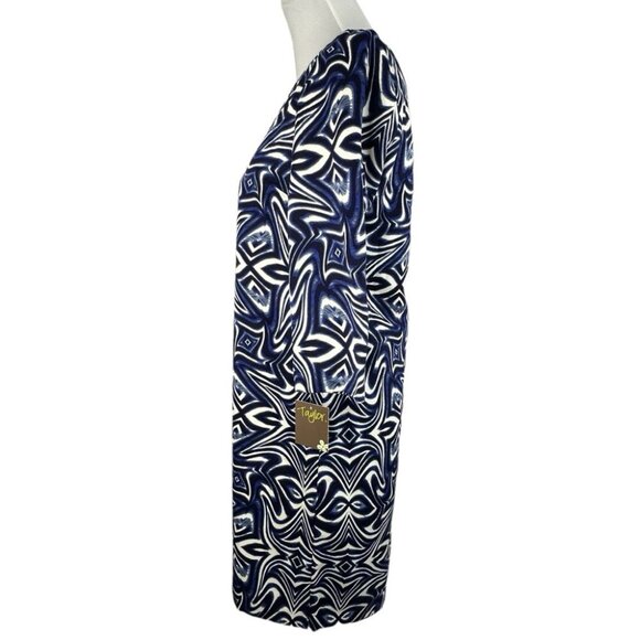 Taylor Women's NWT Blue Geometric 3/4‎ Sleeve Business Career Shift Dress 6/C38 - Picture 3 of 13